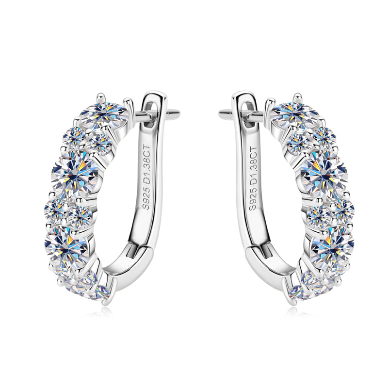 S925 Sterling Silver Round Cut Moissanite Lab Grown Diamond Earrings (GRA)