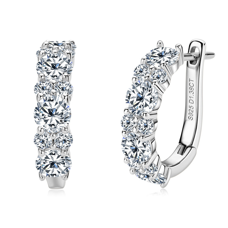 S925 Sterling Silver Round Cut Moissanite Lab Grown Diamond Earrings (GRA)