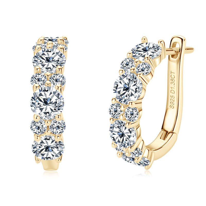 S925 Sterling Silver Round Cut Moissanite Lab Grown Diamond Earrings (GRA)