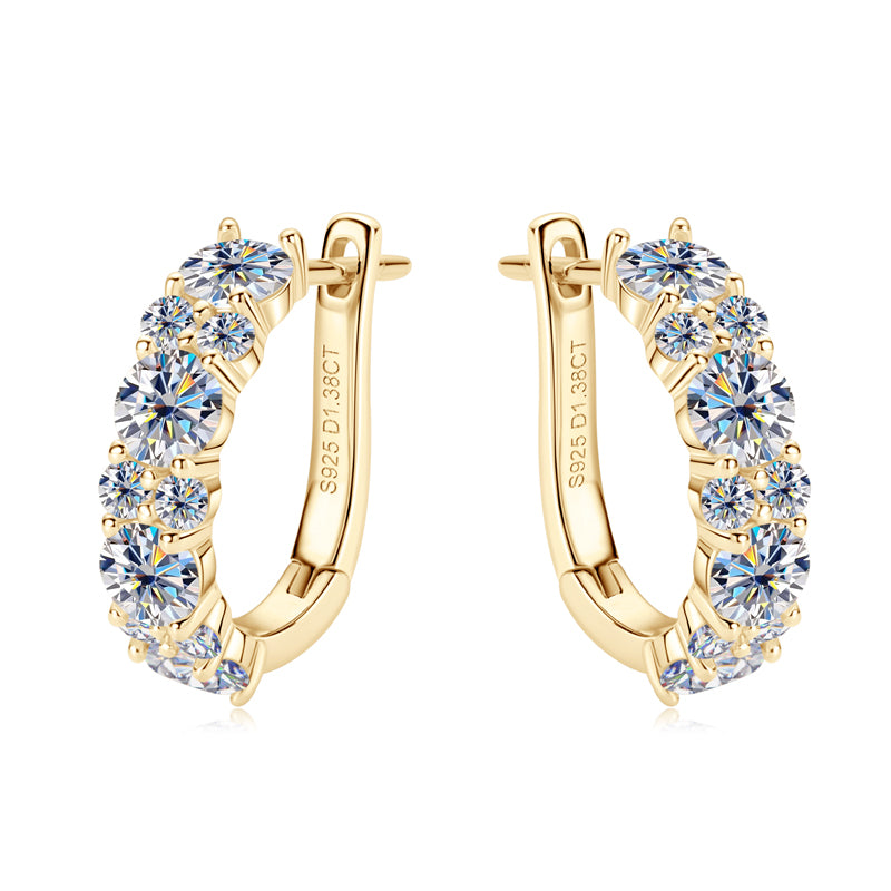 S925 Sterling Silver Round Cut Moissanite Lab Grown Diamond Earrings (GRA)