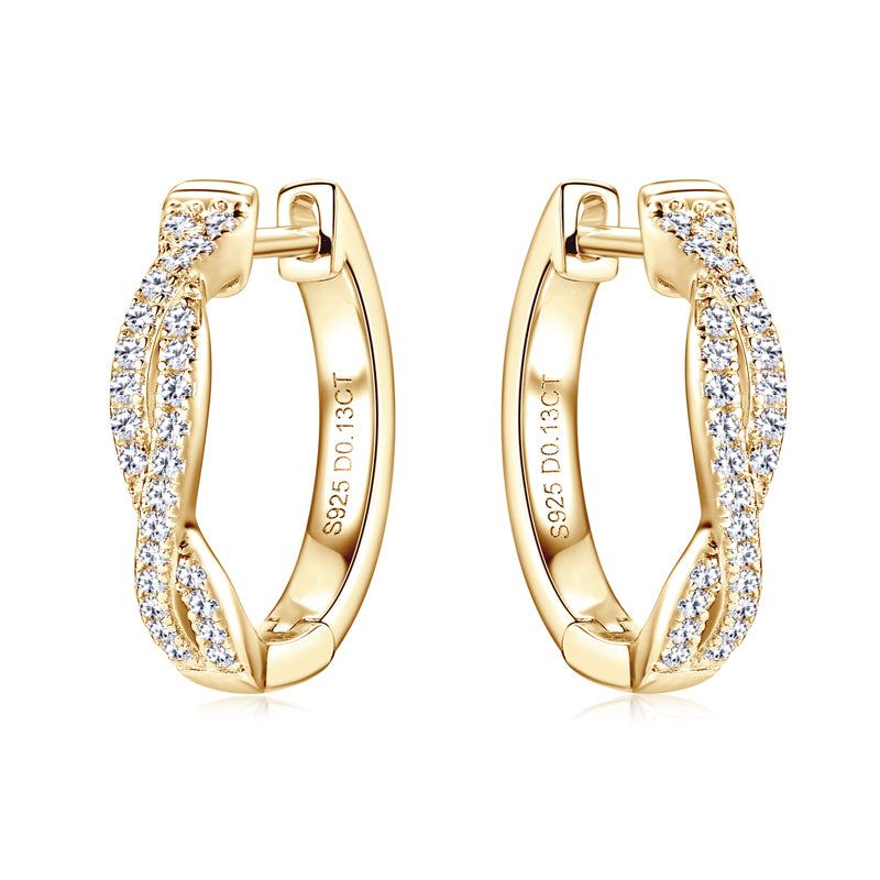 S925 Sterling Silver Moissanite Twisted Infinity Hoop Earrings (GRA)