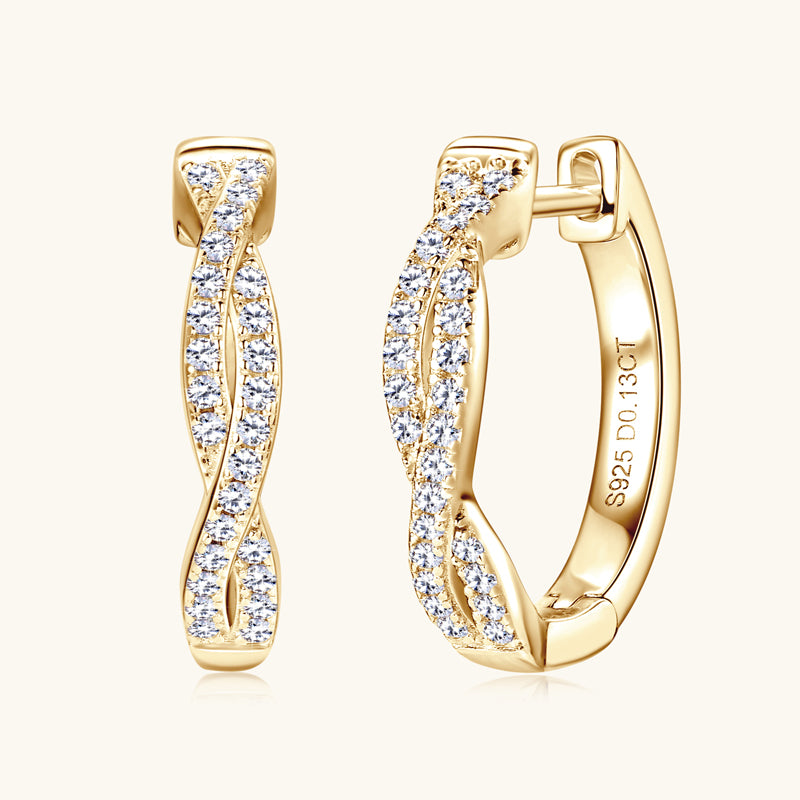 S925 Sterling Silver Moissanite Twisted Infinity Hoop Earrings (GRA)