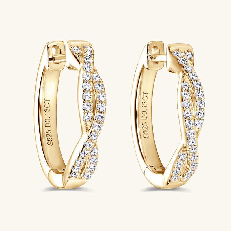 S925 Sterling Silver Moissanite Twisted Infinity Hoop Earrings (GRA)