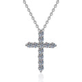 S925 Sterling Silver Cross Moissanite Pendant Necklace