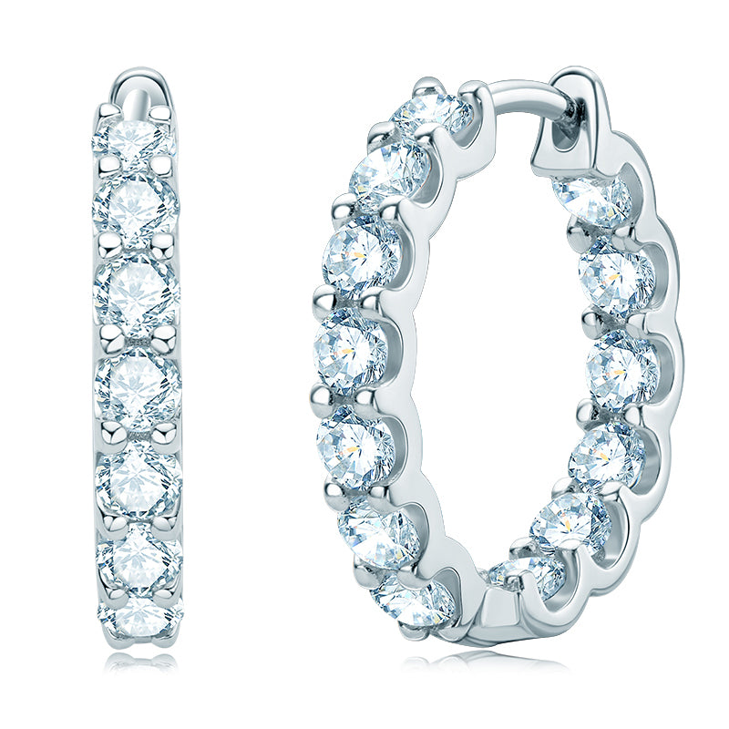 S925 Sterling Silver Moissanite Row Inlaid Round Cut Earrings (GRA)