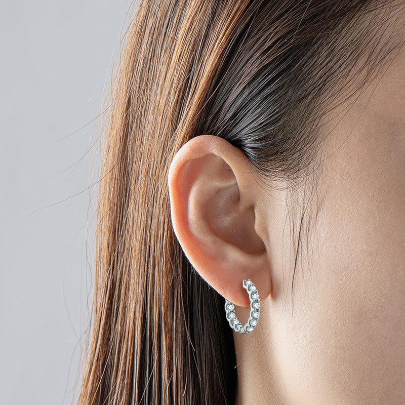 S925 Sterling Silver Moissanite Row Inlaid Round Cut Earrings (GRA)