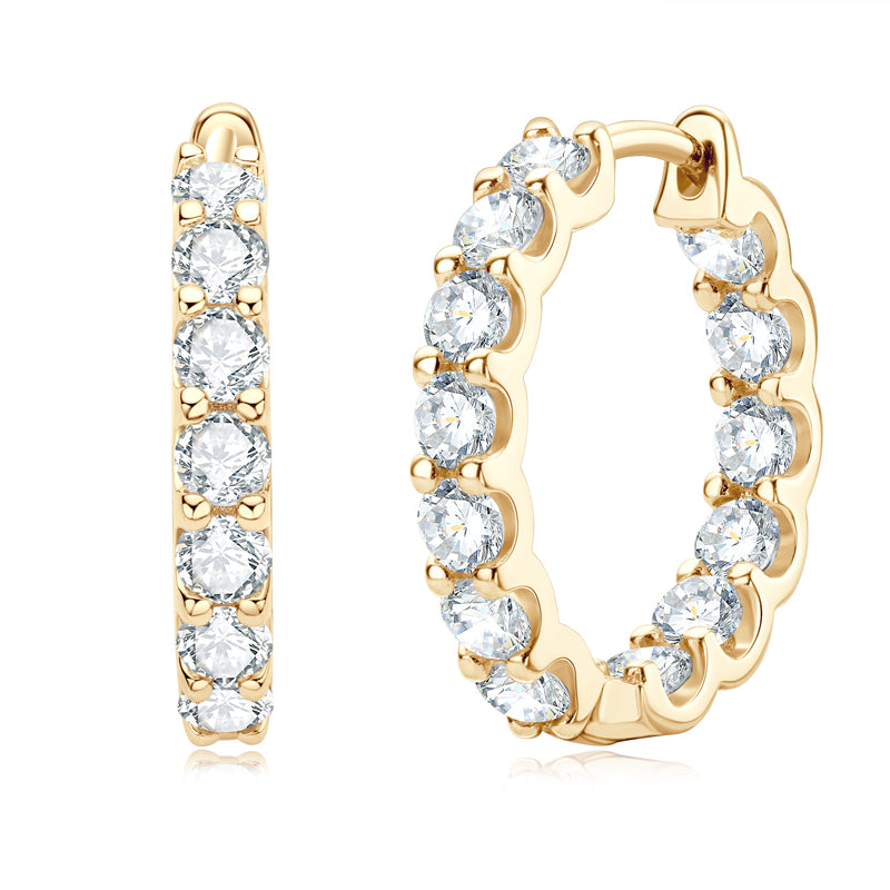 S925 Sterling Silver Moissanite Row Inlaid Round Cut Earrings (GRA)