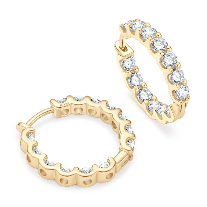 S925 Sterling Silver Moissanite Row Inlaid Round Cut Earrings (GRA)