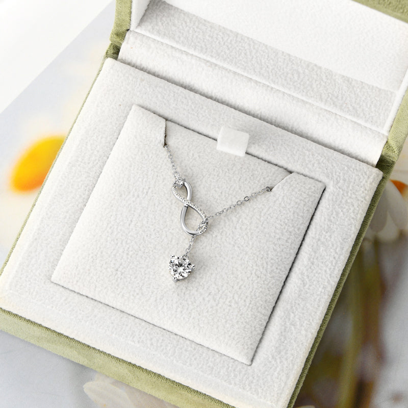 S925 Sterling Silver Classic Y Lariat Round Cut Moissanite Pendant Necklace