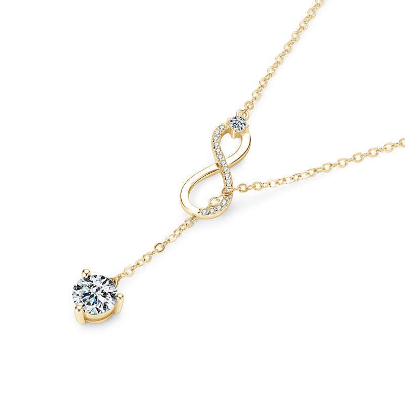S925 Sterling Silver Classic Y Lariat Round Cut Moissanite Pendant Necklace