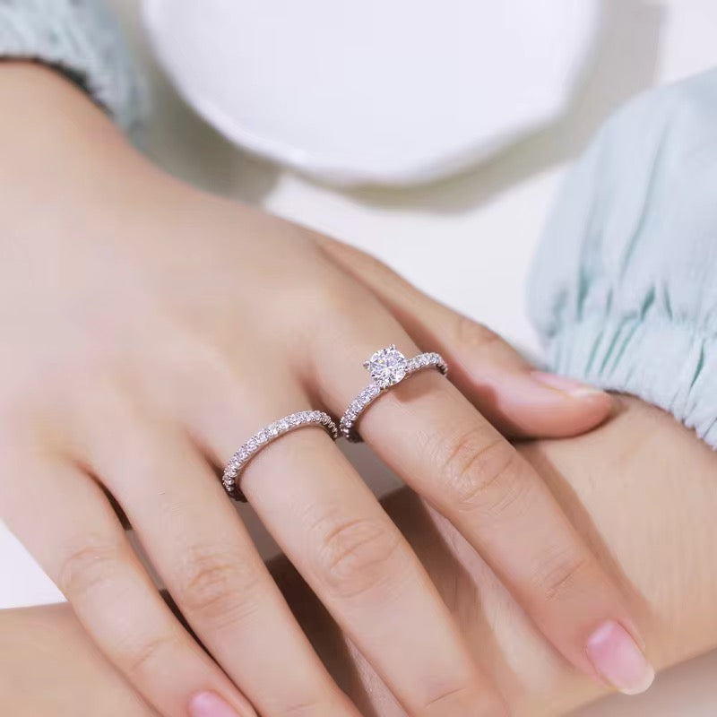 S925 Sterling Silver Twisted Split Shank Bridal Moissanite Rings Set