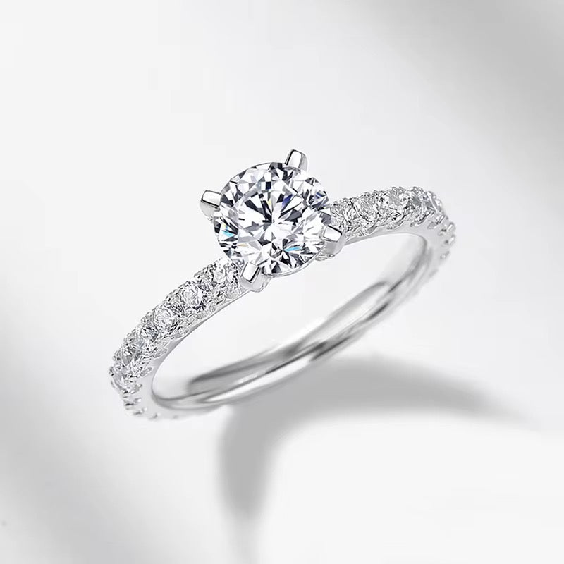 S925 Sterling Silver Twisted Split Shank Bridal Moissanite Rings Set