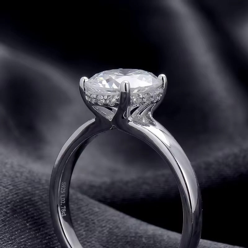 S925 Sterling Silver Lab Grown Diamond Oval Ring Set