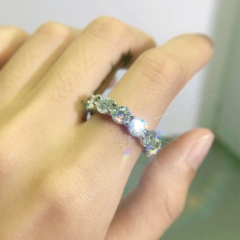 S925 Sterling Silver Eternity Band Tennis Moissanite Ring