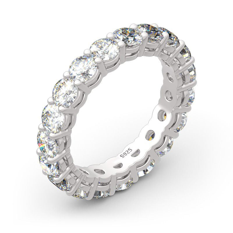 S925 Sterling Silver Eternity Band Tennis Moissanite Ring