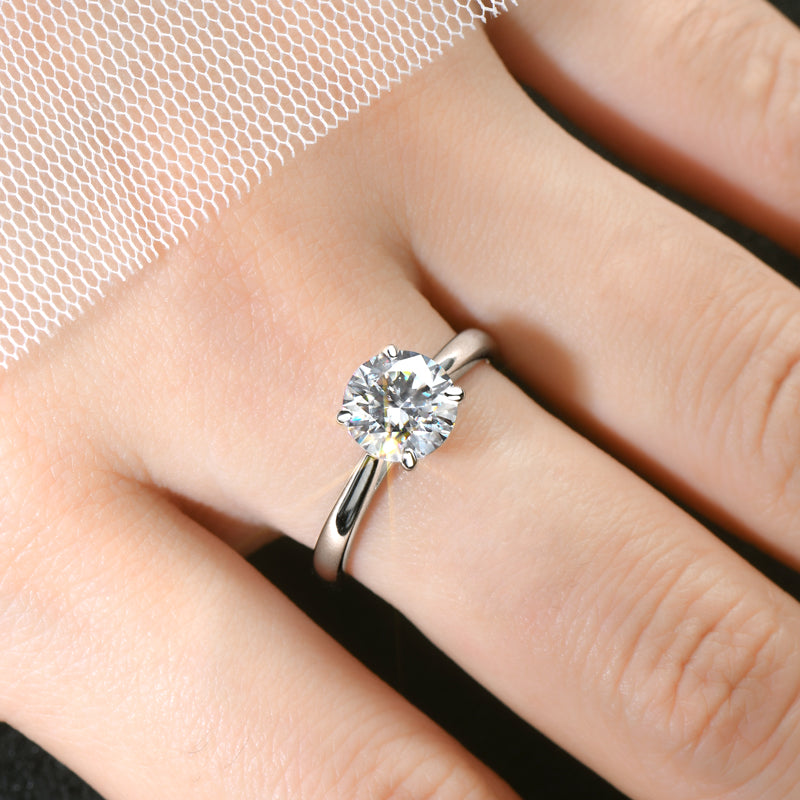 S925 Sterling Silver Solitaire Engagement Wedding Moissanite Rings (Bridal Sets)| 2CT