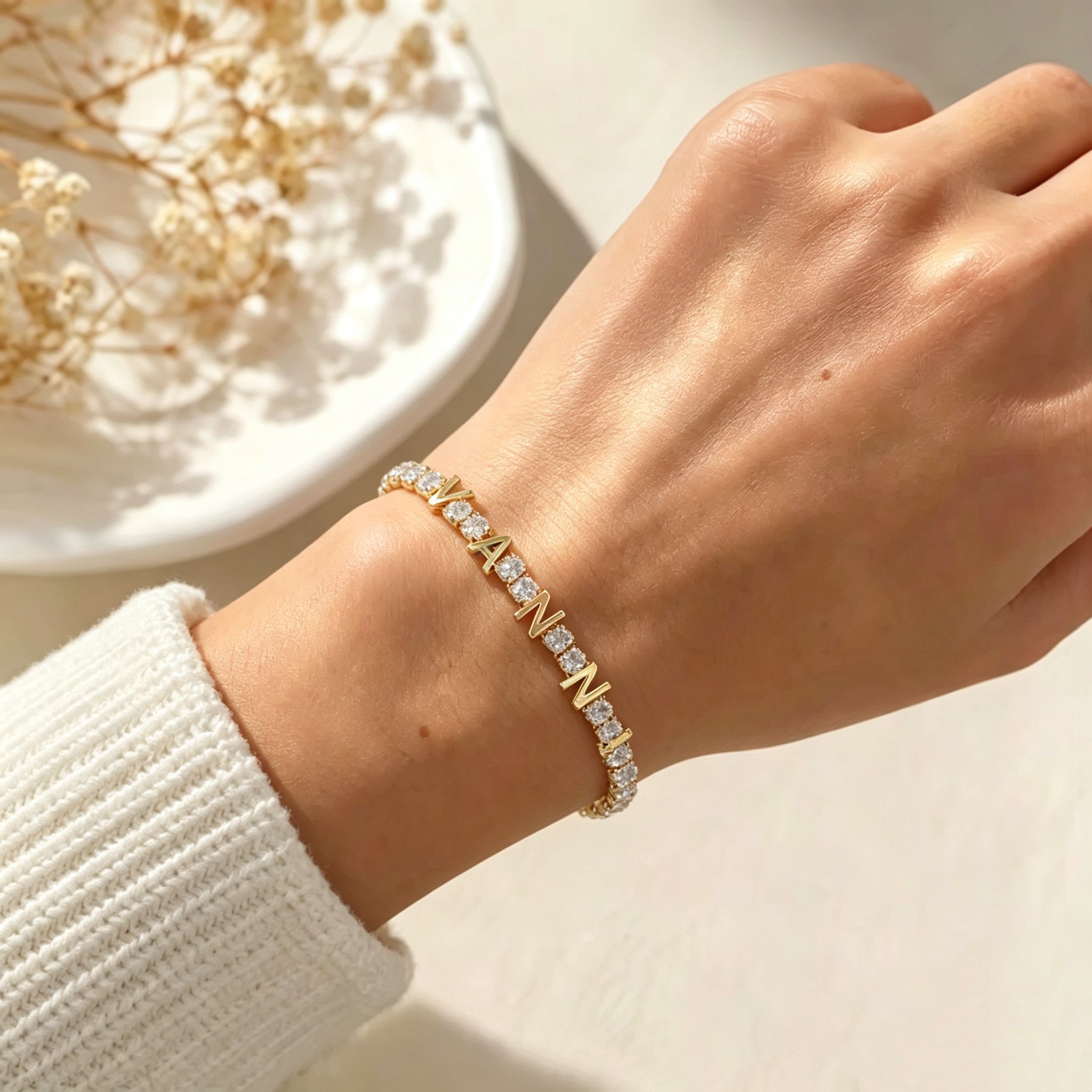 Personalized Name Tennis Bracelet product display