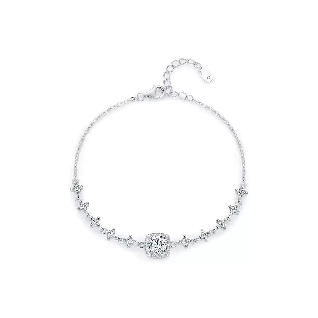 S925 Sterling Silver Moissanite Square Sugar Bracelet (GRA)