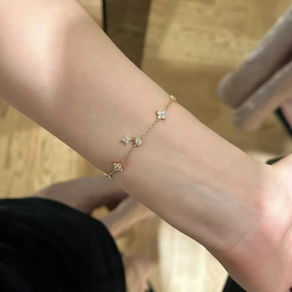S925 Sterling Silver Four Leaf Clover Zircon Bracelet