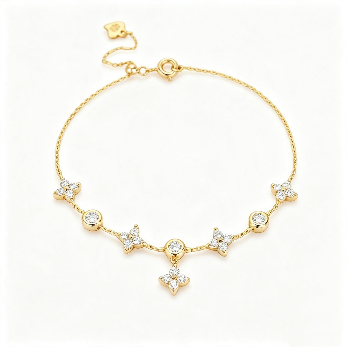 S925 Sterling Silver Four Leaf Clover Zircon Bracelet