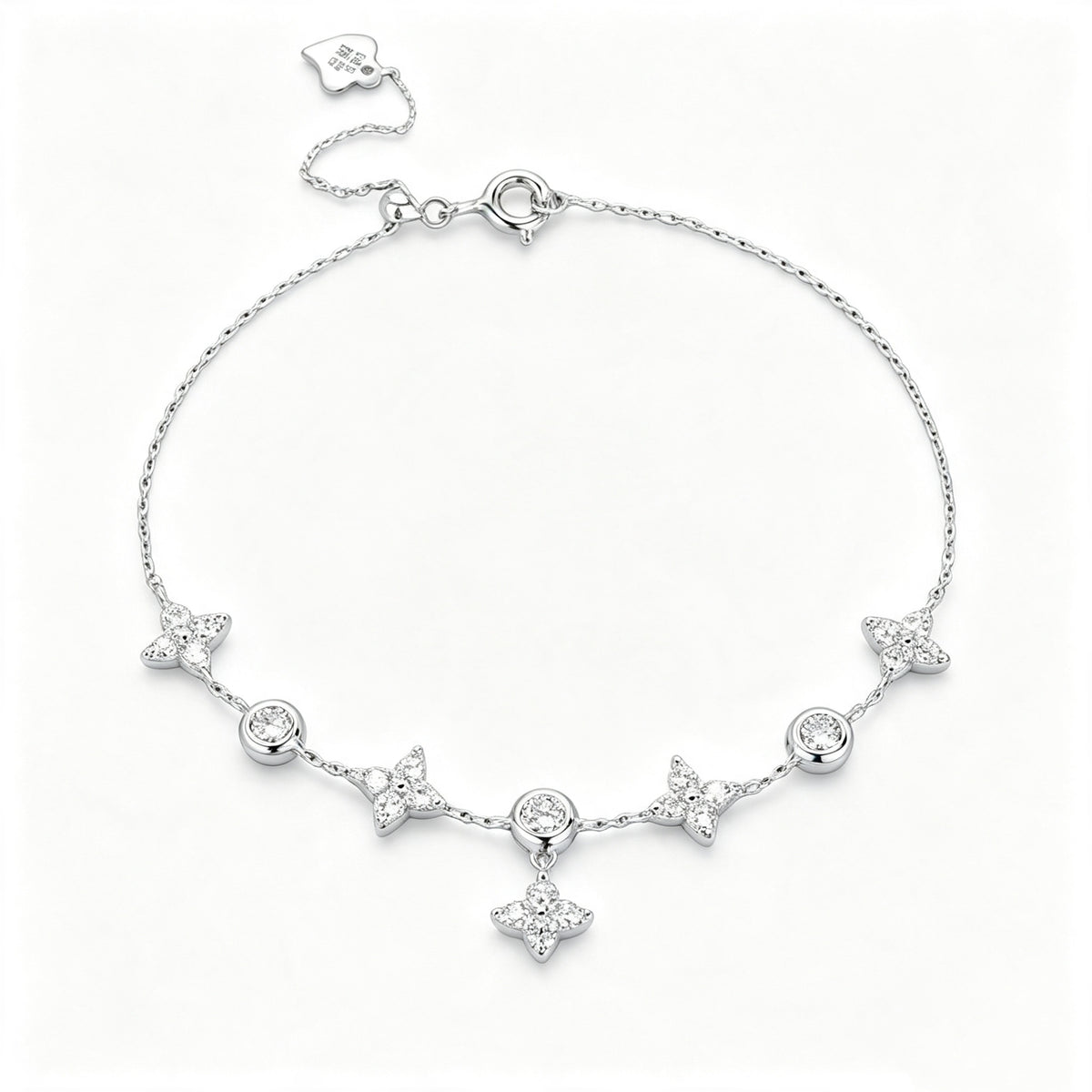 S925 Sterling Silver Four Leaf Clover Zircon Bracelet