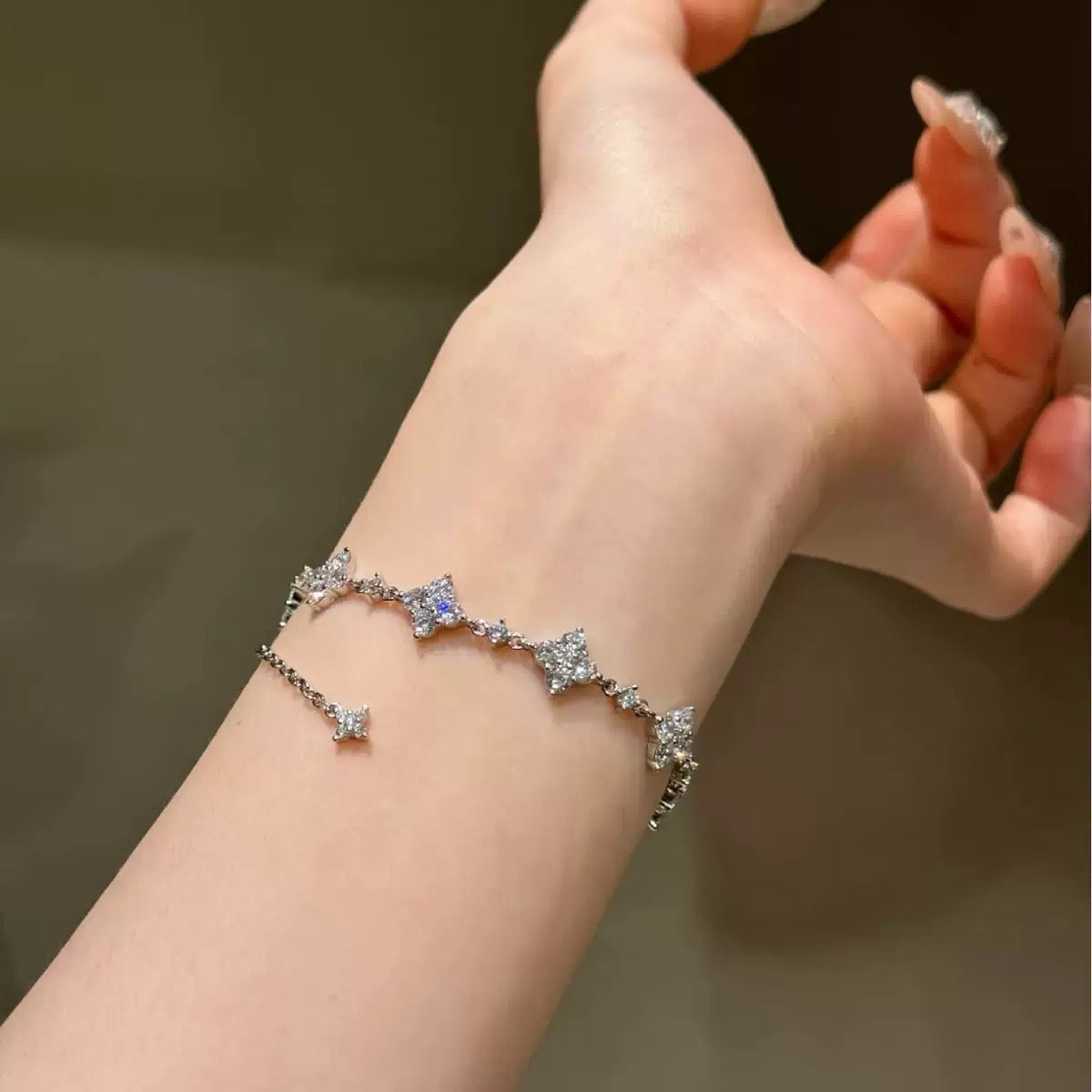 S925 Sterling Silver Four Leaf Clover Bracelet