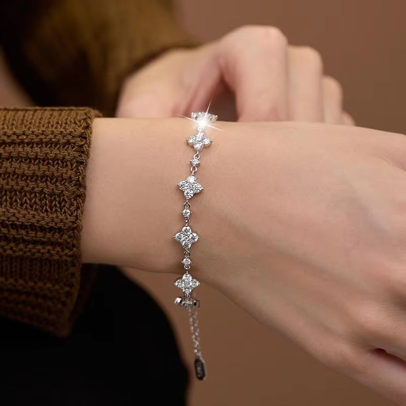 S925 Sterling Silver Four Leaf Clover Bracelet