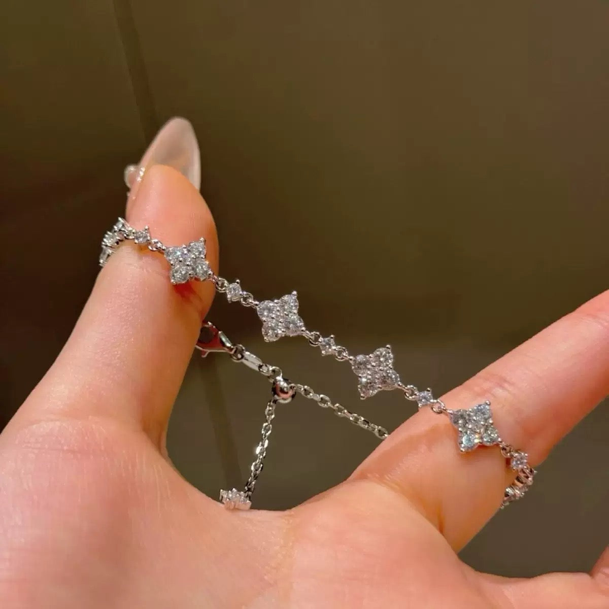 S925 Sterling Silver Four Leaf Clover Bracelet