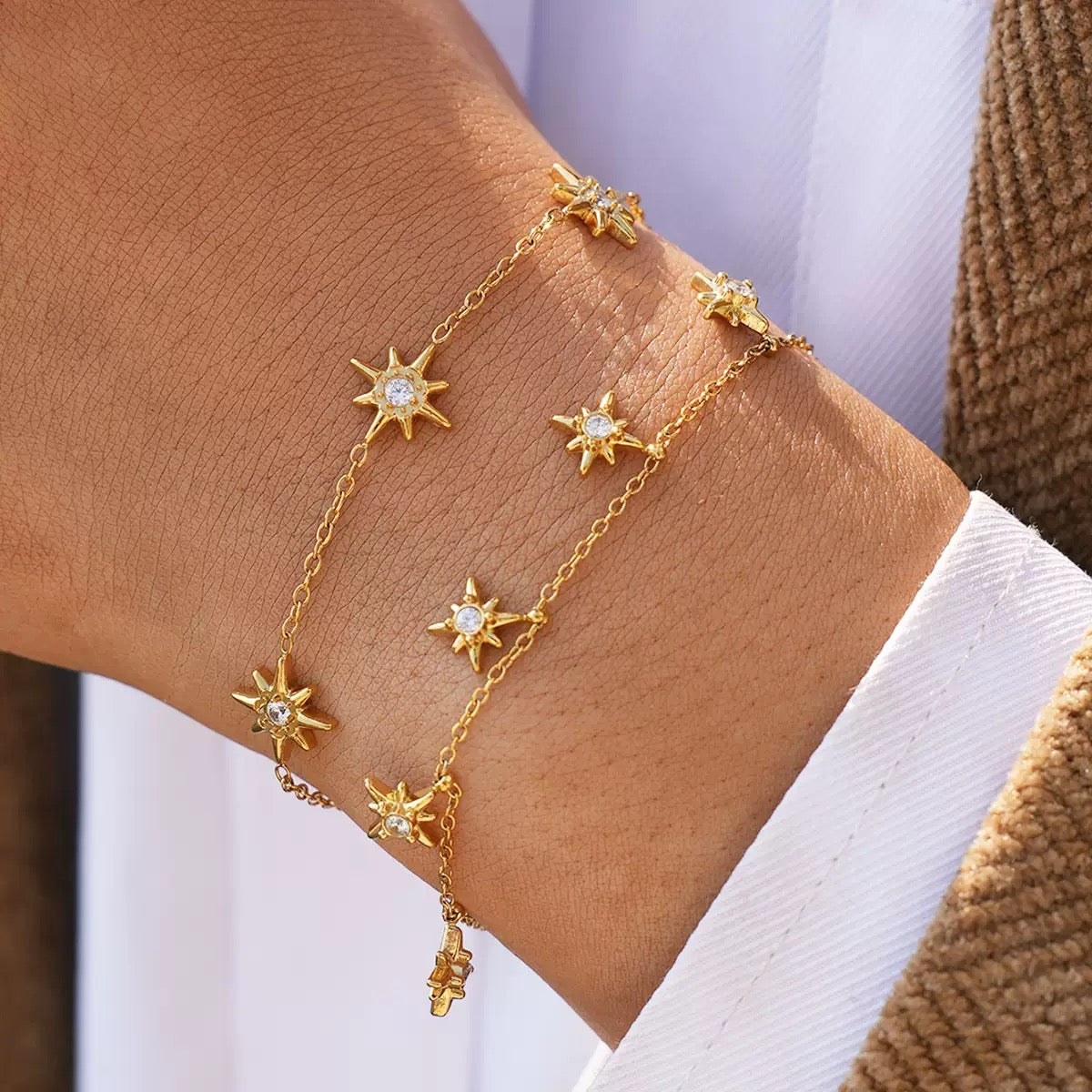 18K Star Pendant Zircon Bracelet