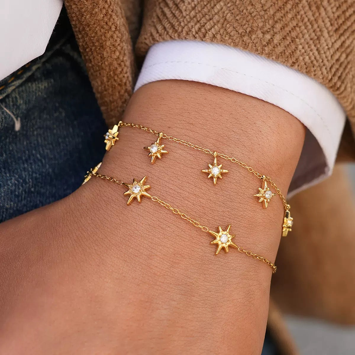 18K Star Pendant Zircon Bracelet