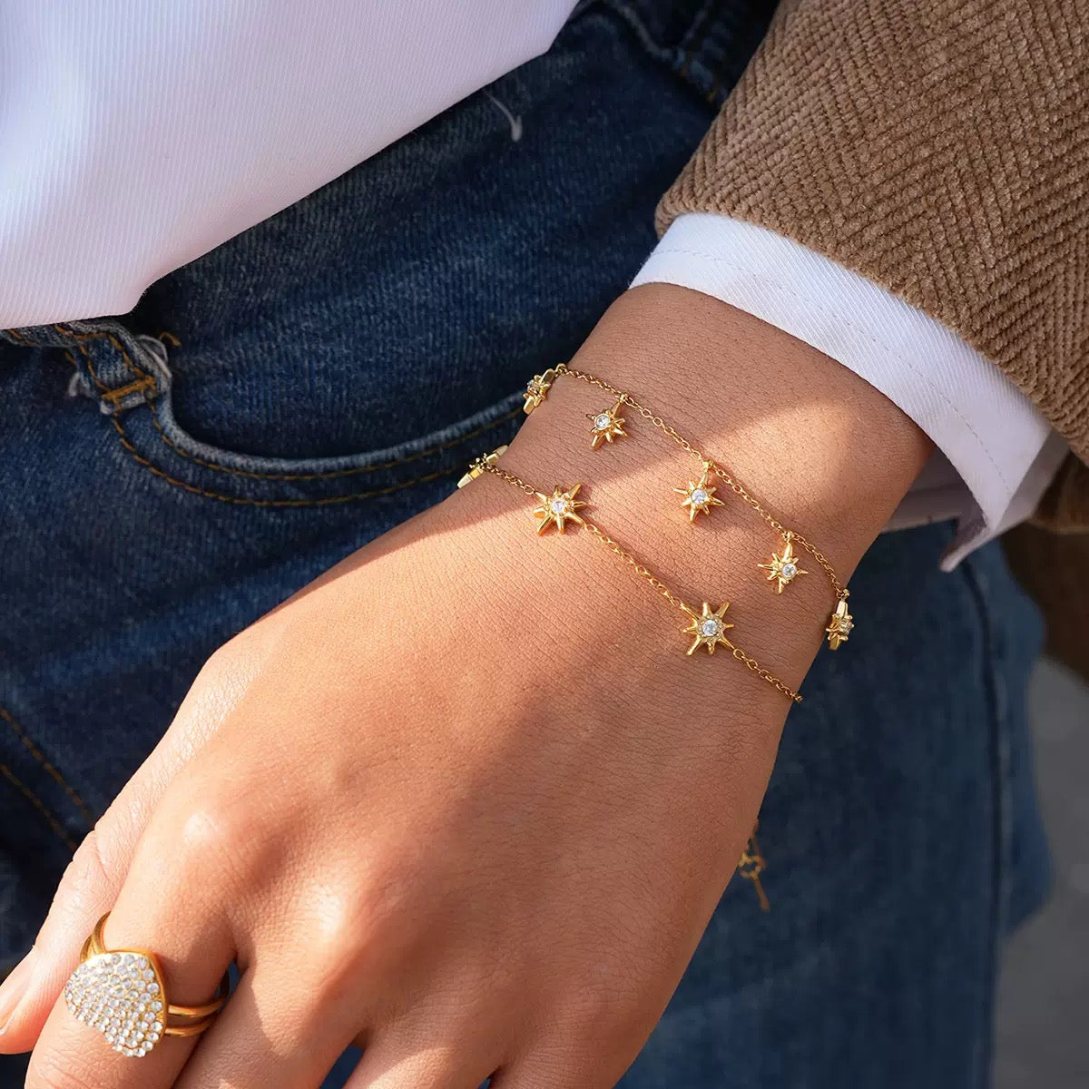18K Star Pendant Zircon Bracelet