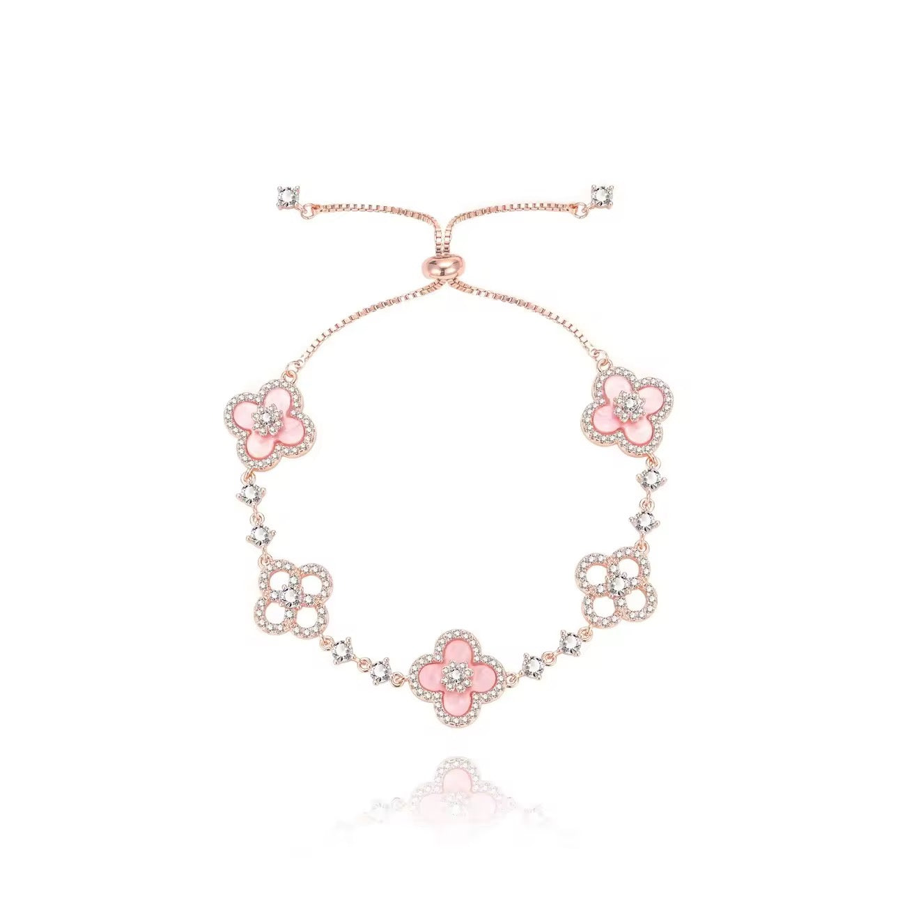 Lucky Four Leaf Clover Natural Stone Bracelet