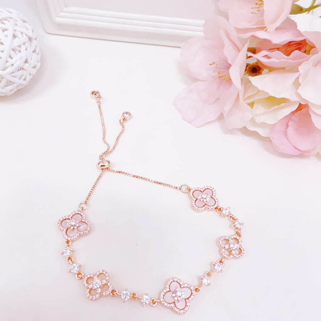Lucky Four Leaf Clover Natural Stone Bracelet