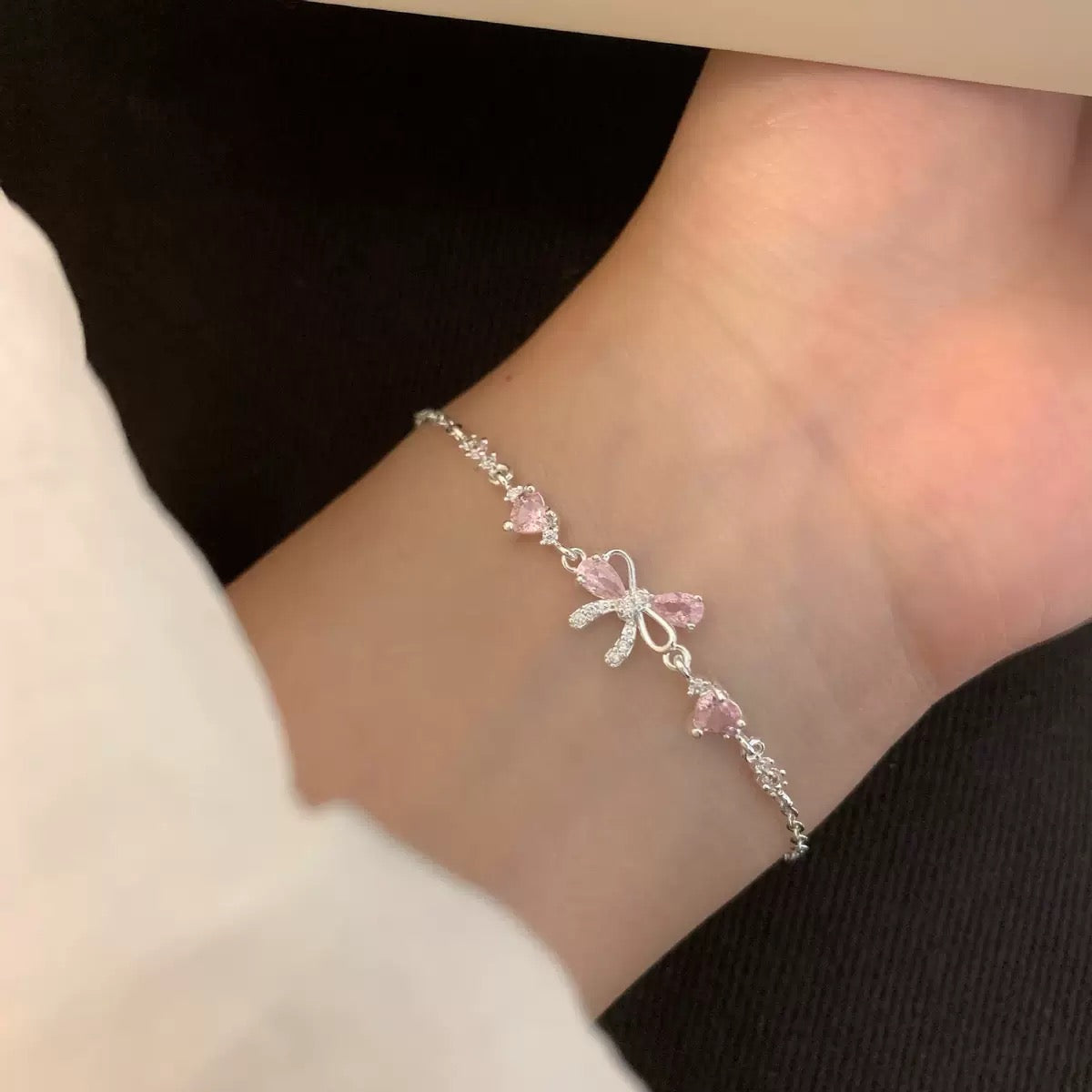 Cute and Sweet Zircon Bow Bracelet