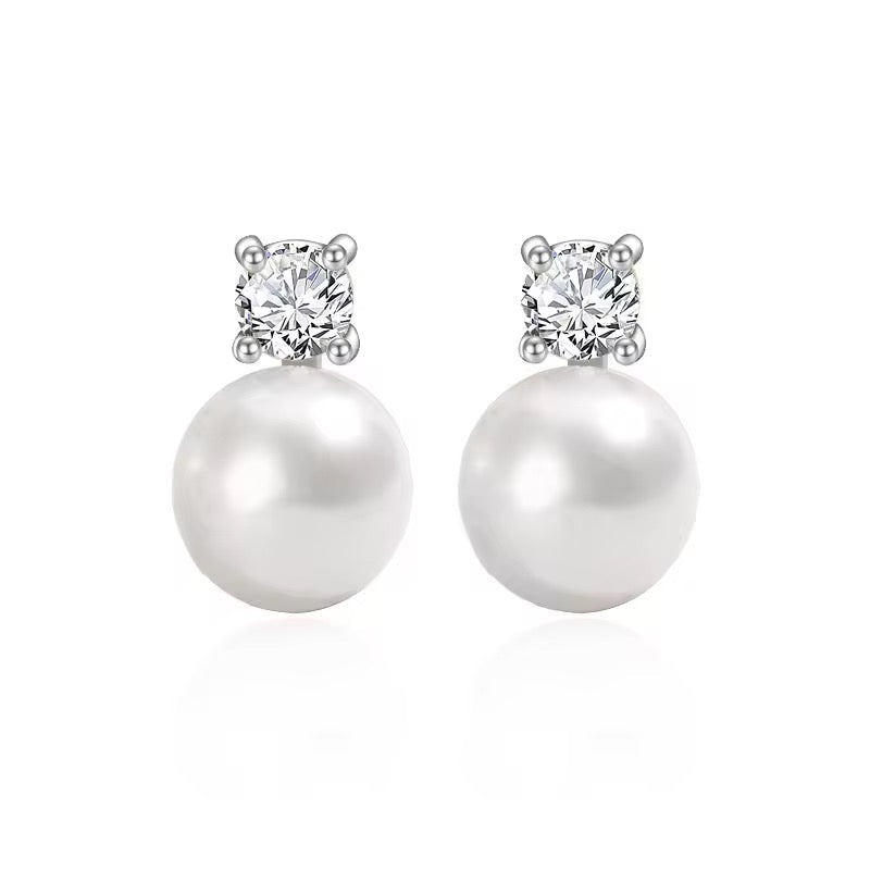 S925 Sterling Silver Classic Queen Pearl Earrings