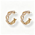 VKEG05 Trendy C-Shaped Star Design 24K Gold Plated Earrings