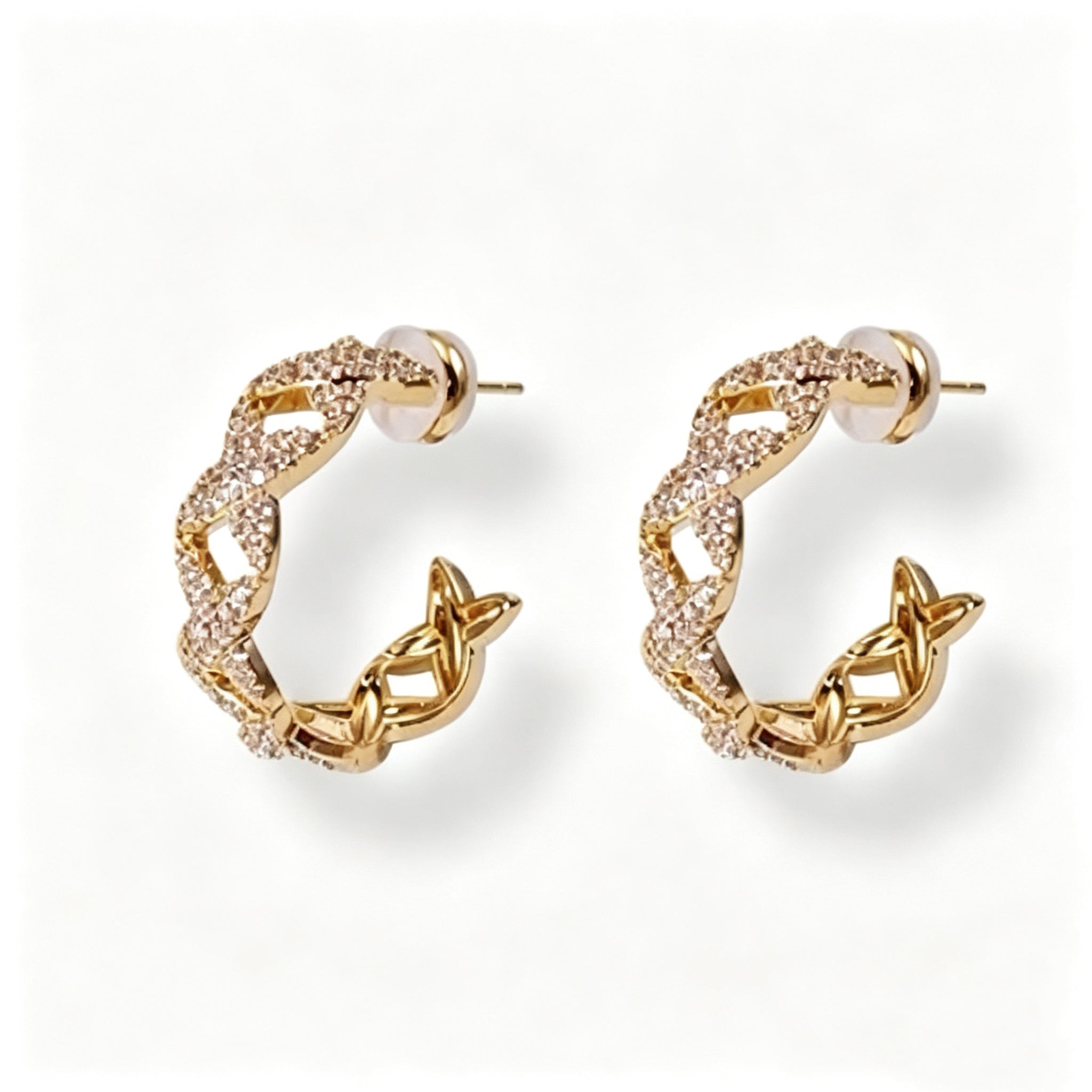 VKEG05 Trendy C-Shaped Star Design 24K Gold Plated Earrings