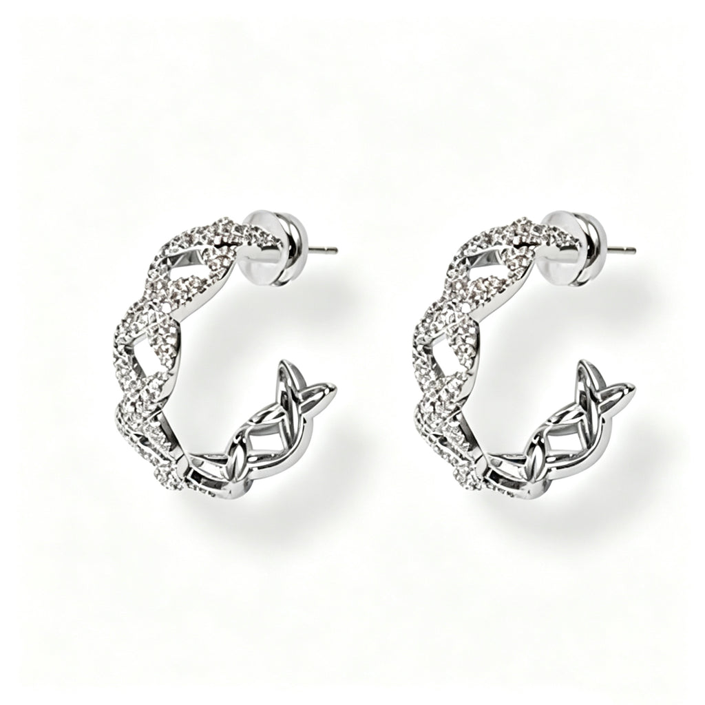 VKES05 Trendy C-Shaped Star Design 24K Gold Plated Earrings