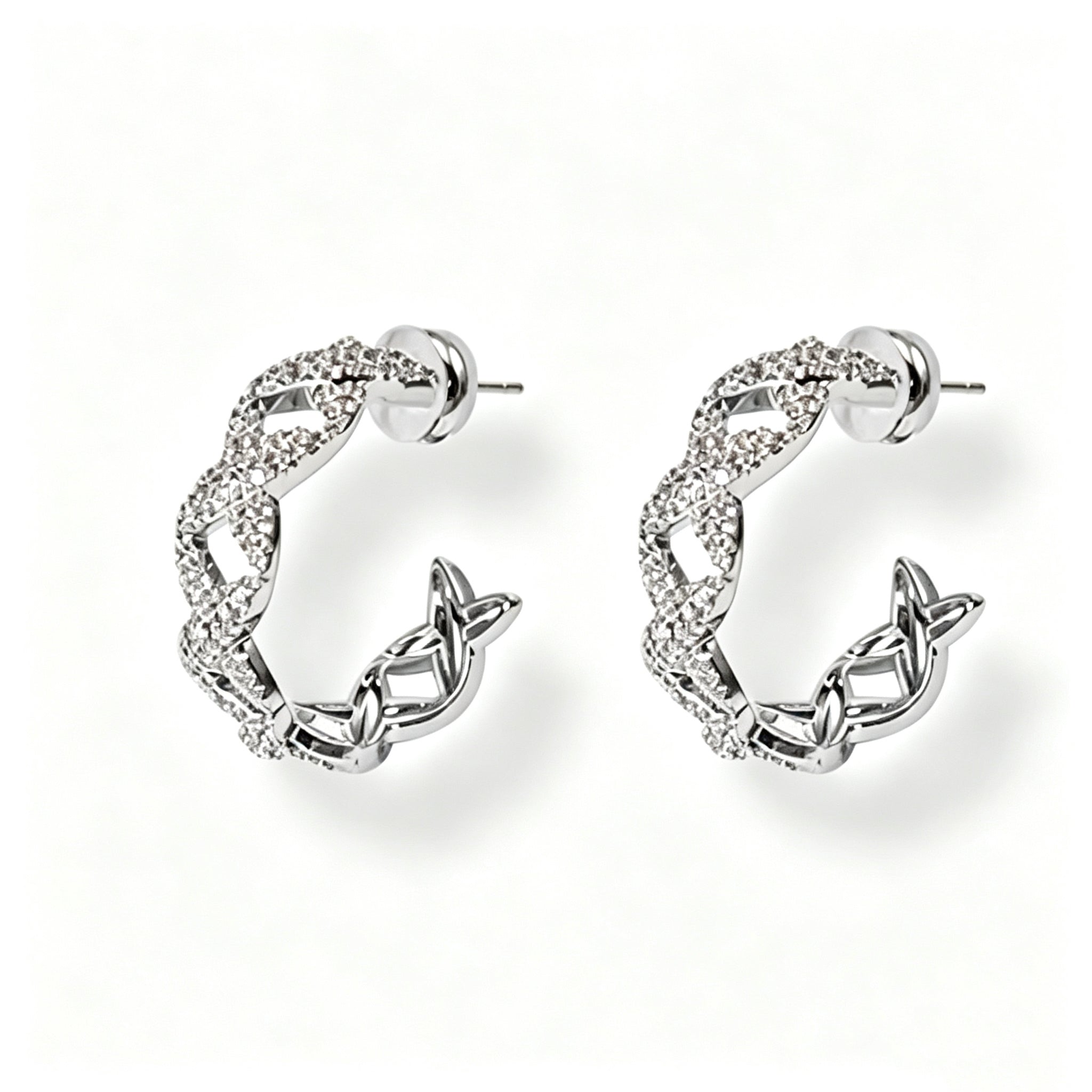 VKES05 Trendy C-Shaped Star Design 24K Gold Plated Earrings