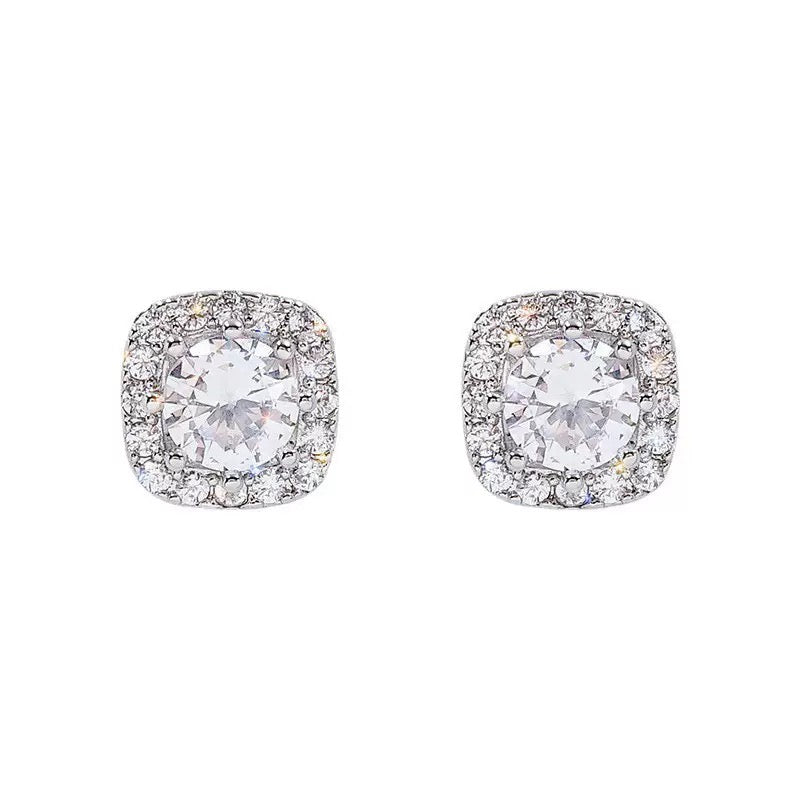 S925 Sterling Silver Elegant Square Earrings