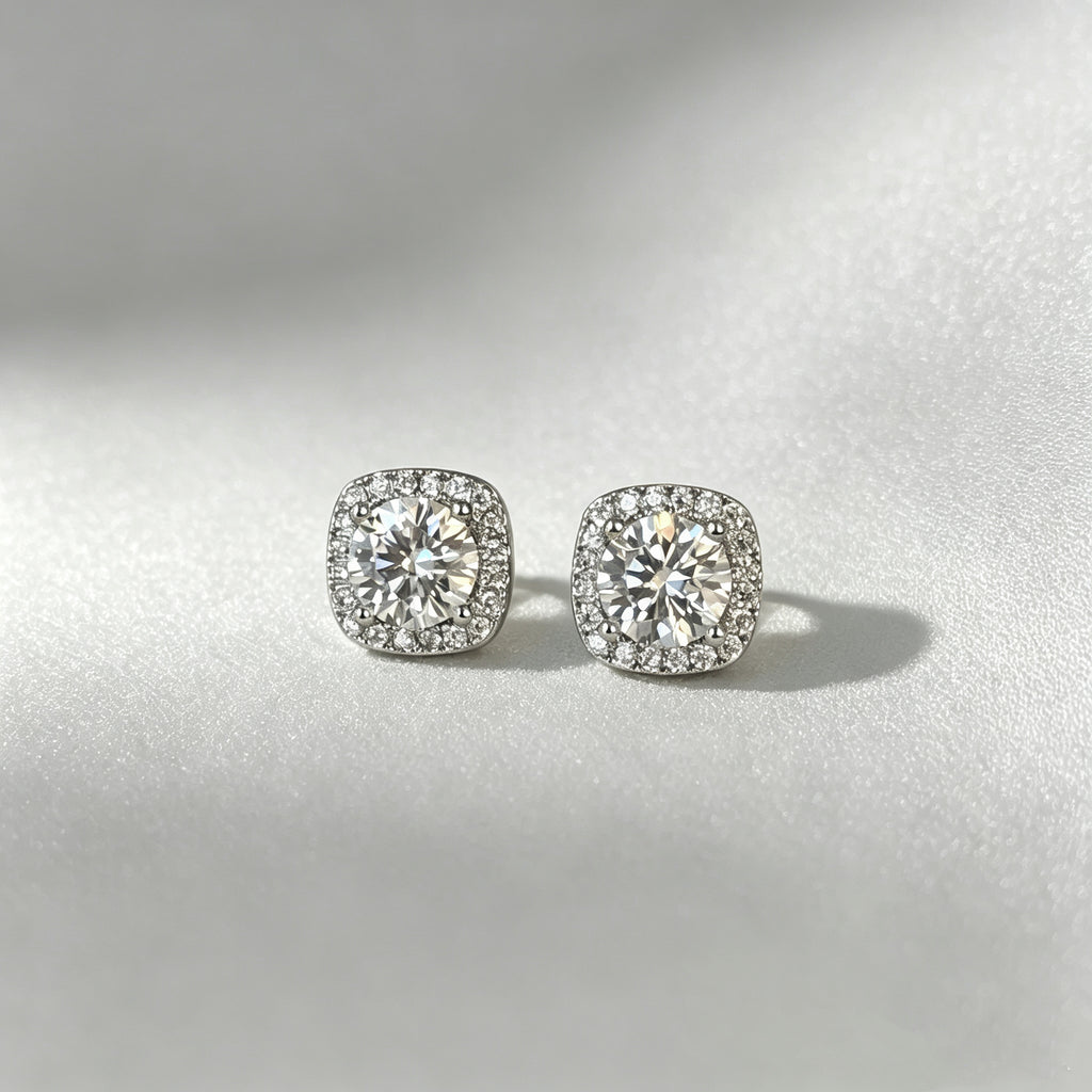 S925 Sterling Silver Elegant Square Earrings