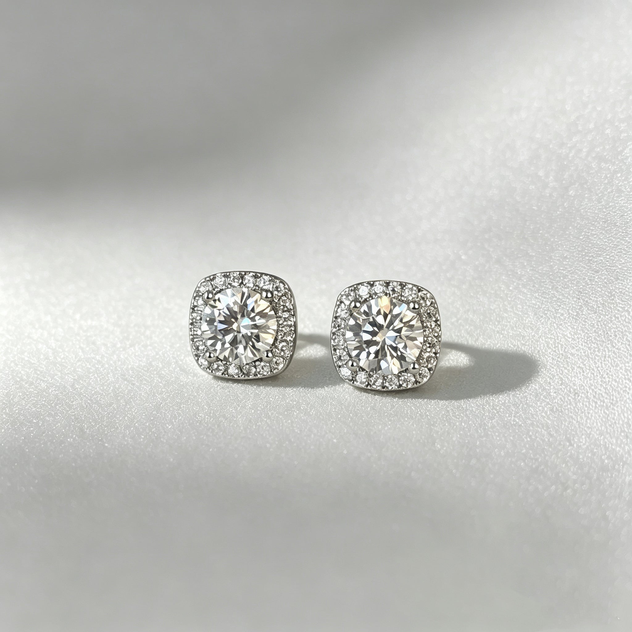 S925 Sterling Silver Elegant Square Earrings