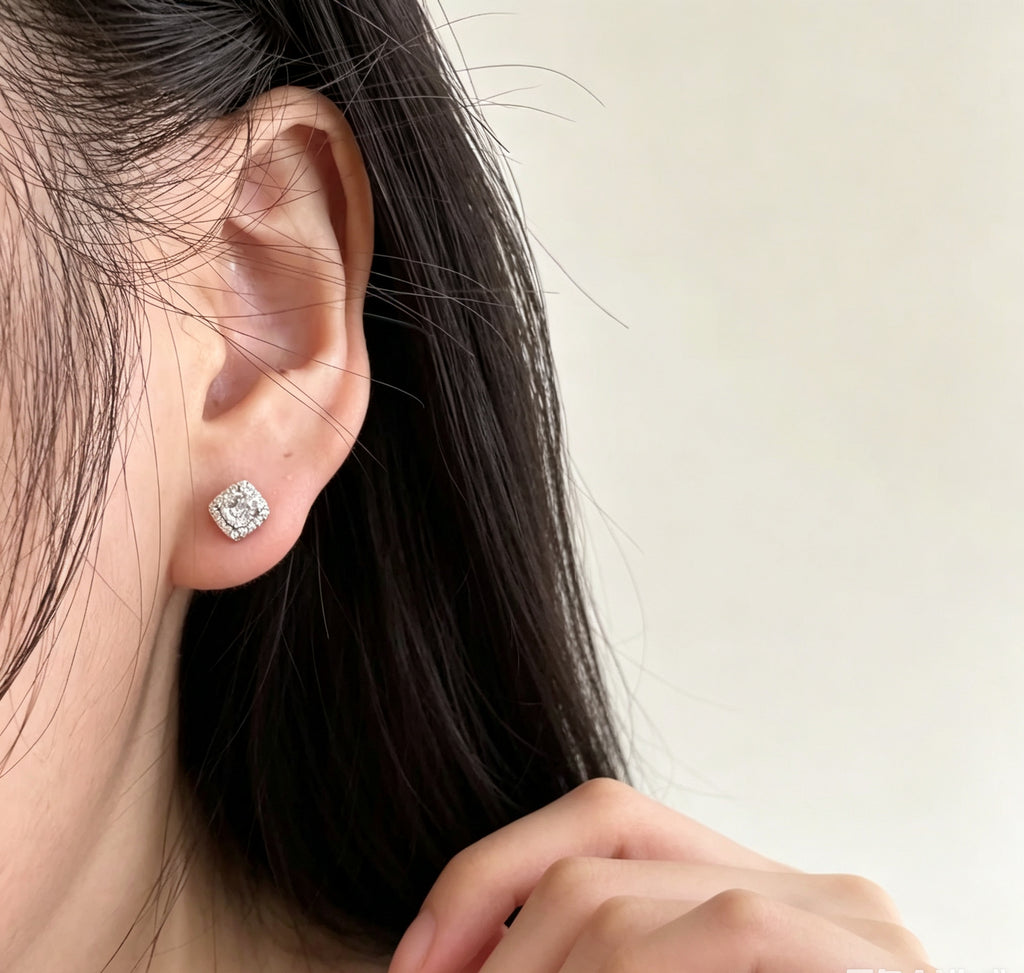 S925 Sterling Silver Elegant Square Earrings