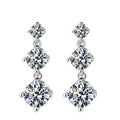 S925 Sterling Silver Three Stone Moissanite Earrings