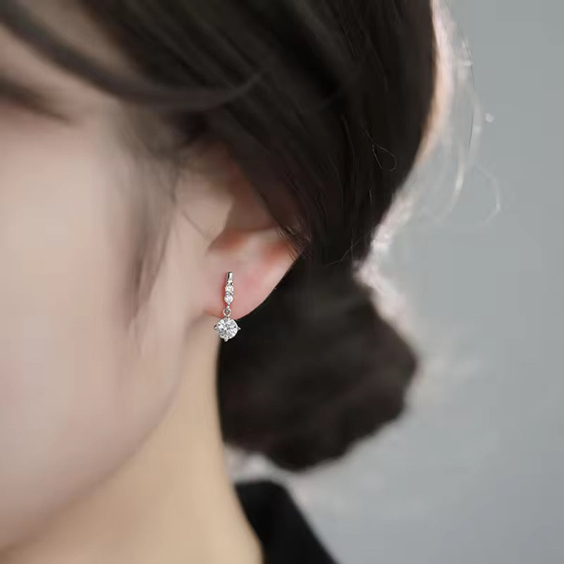 S925 Sterling Silver Round Cut Moissanite Earrings