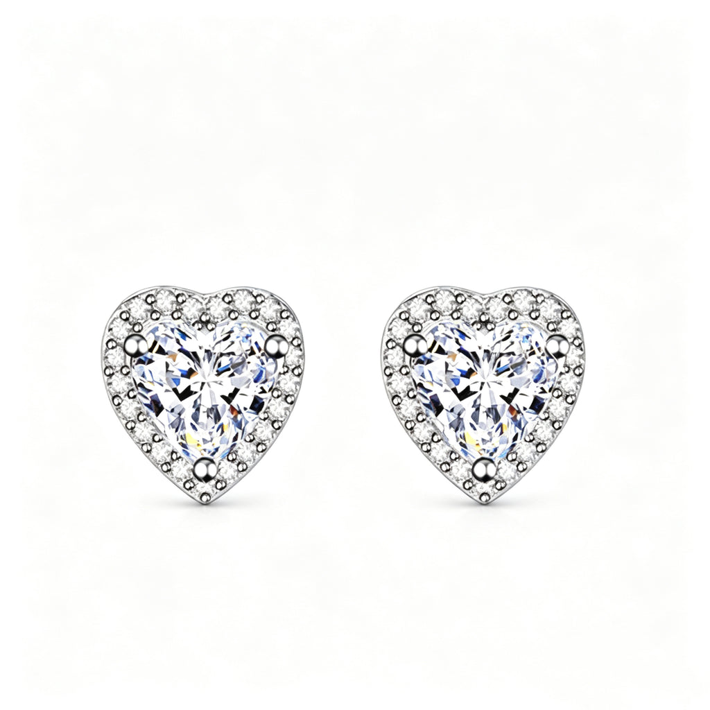 S925 Sterling Silver Heart-Shape 1.0Ct Moissanite Earrings