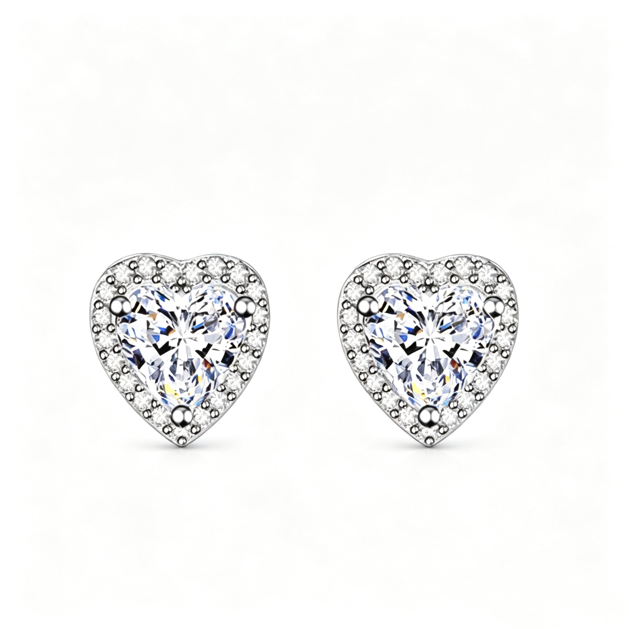 S925 Sterling Silver Heart-Shape 1.0Ct Moissanite Earrings