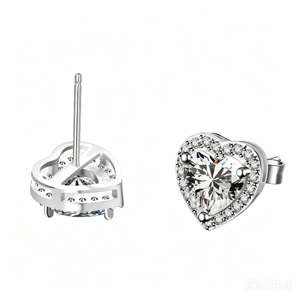 S925 Sterling Silver Heart-Shape 1.0Ct Moissanite Earrings