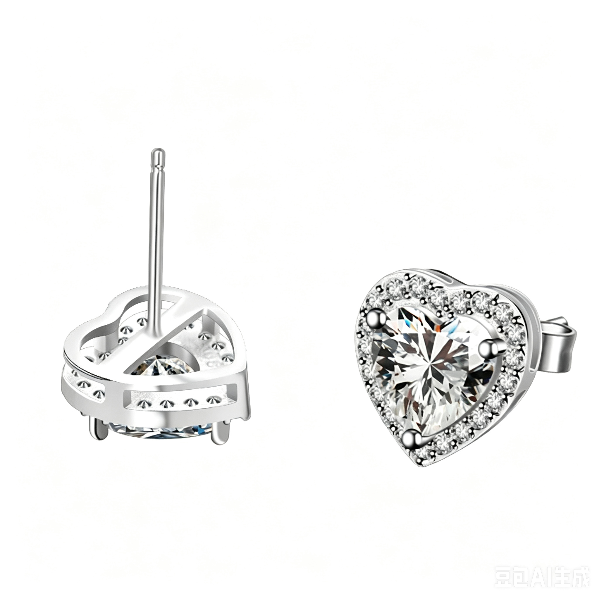 S925 Sterling Silver Heart-Shape 1.0Ct Moissanite Earrings