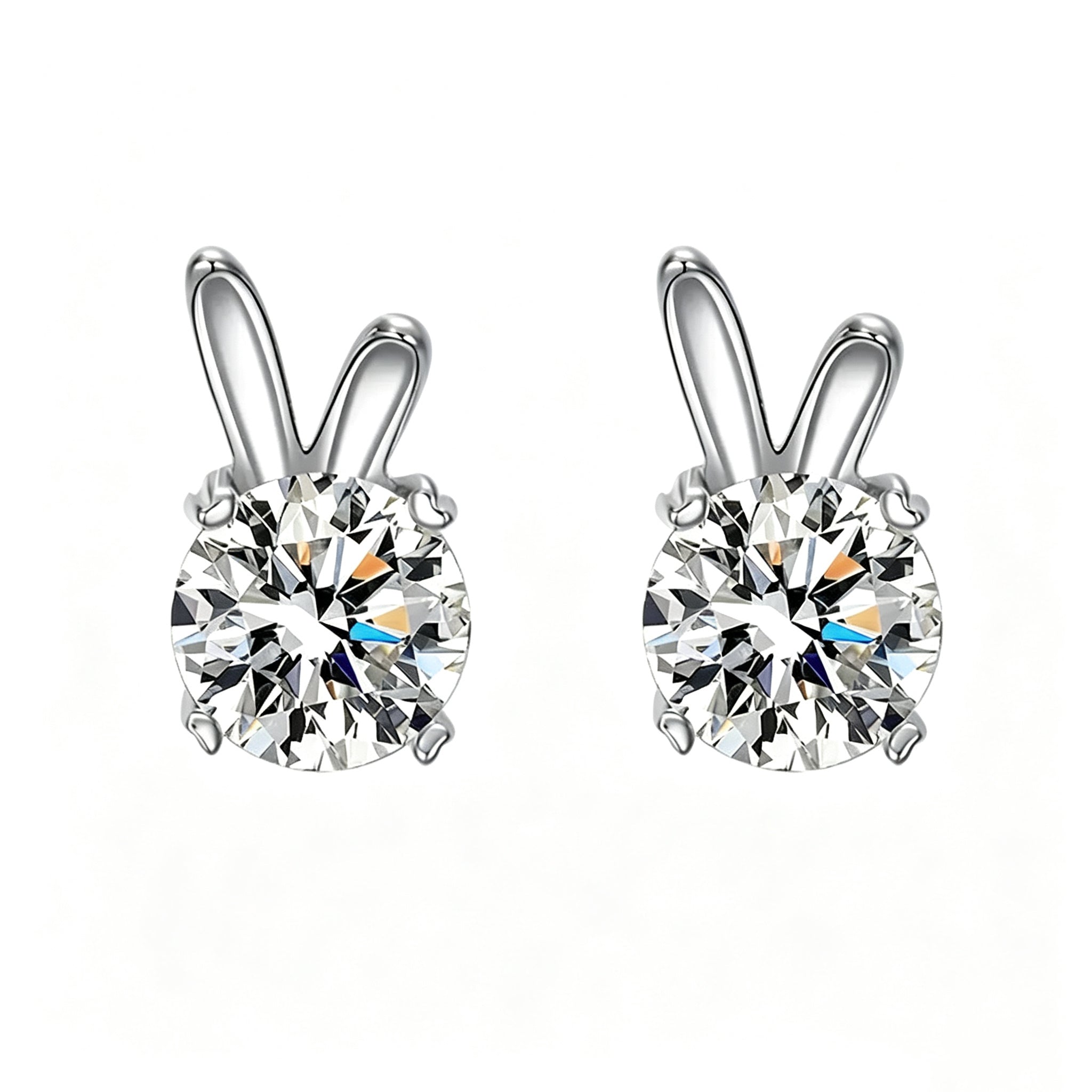 S925 Sterling Silver Rabbit 1.0Ct Moissanite Earrings